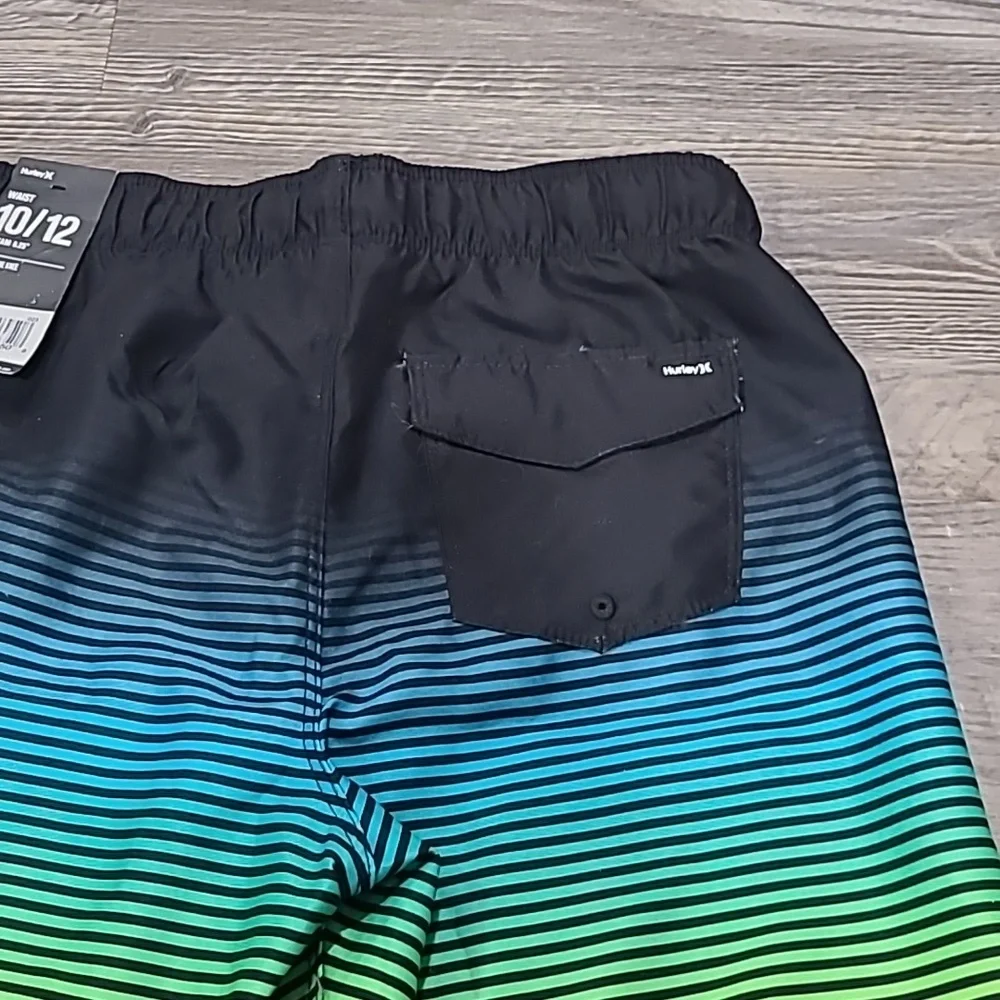 Hurley Logo Striped Board Shorts/Swim Trunks Size 10-12